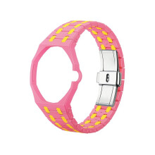 Integrated Silicone Watch Strap with Butterfly Clasp for X AP Two-Tone Replacement Wrist Band