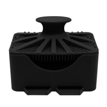 4-in-1 Silicone Shower Brush Multifunctional Bath Scrub Brush with Soap Lathering Roller and Drain Storage Box Black