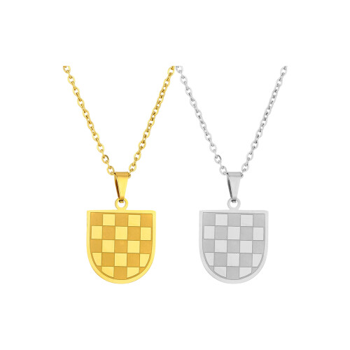 Everyday Pendant Necklace with Checkerboard Jewelry-Silver 1