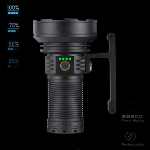 Flashlight High Power Searchlight USB Rechargeable Dual Light Source Hand Lantern for Outdoor Camping