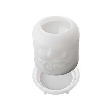 3D Relief Rose Candle Jar Silicone Mold Set DIY Plaster Epoxy Resin Magnolia Lily Flower Storage Box Molds Lily