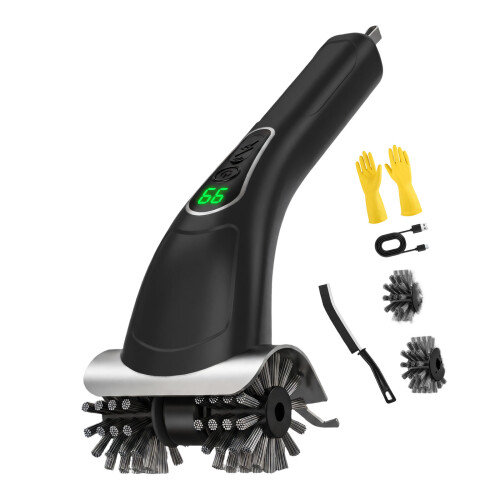 Rechargeable Barbecue Washing Tool Electric Brush for-Black
