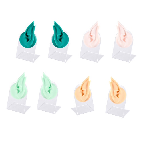 Silicone Elf Ear Prosthetic, Soft-Pink and white right ear 1