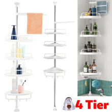 4 Tier Telescopic Bathroom Wall Corner Shelf Rack Shower Caddy Storage Organizer