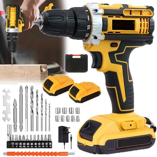2 Battery 21V Cordless Drill Combi Driver High Power Electric Screwdriver S