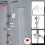 Large Shower Kit Twin Head Waterfall Chrome Adjust Riser Rail Chrome Square Set 1