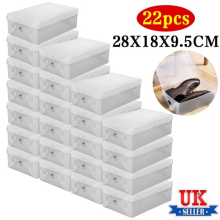 22PCS Clear Plastic Shoe Storage Boxes Stackable Foldable Durable Shoe Orga