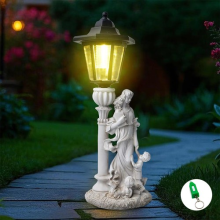 Resin Family Outdoor Statue Solar Light Garden Decor Courtyard Lamp Gift Lawn UK