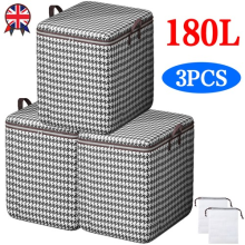 3Pcs 180L Large Storage Bags Thickened Dustproof Clothes Quilt Organizer Box UK