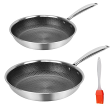 Stainless Steel Induction Geo Hex Frying Pan Non Stick Cooking Cookware 243