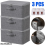 3PCS Large Foldable Canvas Storage Boxes Folding Fabric Clothes Baskets with Lid 1