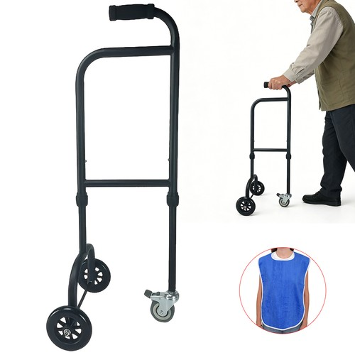 Adjustable Walking Aid Standing Walking Stick Handrail Castors NonSlip Hand