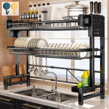 Space Saving Over The Sink Dish Drying Rack 3 Tier Adjustable Dish Drainer Large