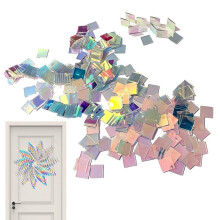 100Pcs Rainbow Holographic Acrylic Squares Colored Boards Panels Double-Sided Iridescent Acrylic Sheets for Home Crafts
