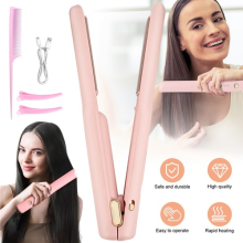 Portable Hair Straightener 2in1 Cordless Rechargeable 4 Temp Settings Fast Heat