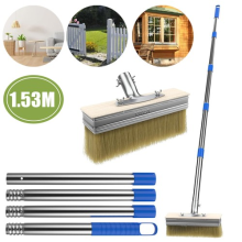 2 Pack Long Handle Paint Brushes 1.5m Long Reach Ergonomic Stiff Bristle Brushes