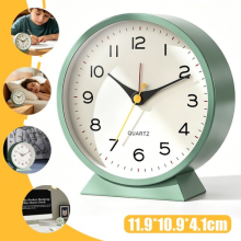 4 inch Analog Alarm Clock Super Silent Non Ticking Small Clock with Night Light
