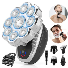 9D Bald Head Shavers 5 in1 Cordless Electric Shaver Wet Dry Rotary Razor for Men