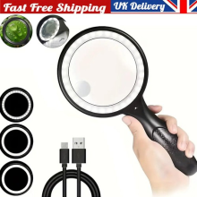 Magnifying Glass With 33LED Light 5x/10x Illuminated Magnifier 3 Modes Handheld