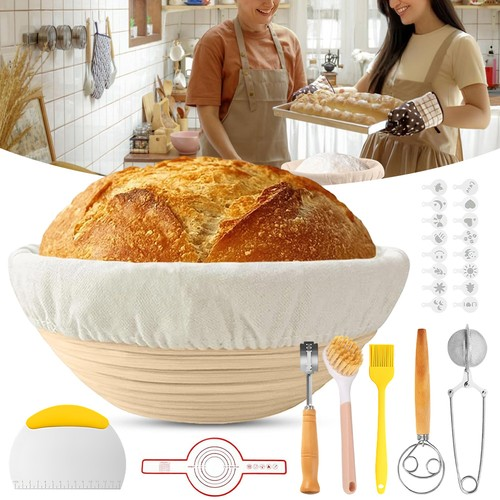 Baking Tool Proofing Basket Flour Strainer & Brush, Home Bread Making Essentials