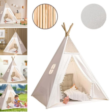 Large Canvas Kids Grey Indian Tent Teepee Child Wigwam Indoor/Outdoor Play House