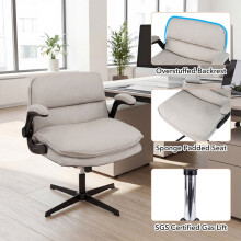 Ergonomic Beige Office Chair with Flip-Up Arms & Swivel