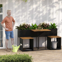 Patio Furniture Set with Raised Garden Bed, Black