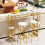 Marble-Look Bar Table, 150cm, Gold Frame, 4 Shelves 1