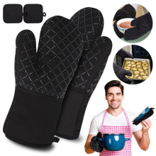 1 Pair Kitchen Microwave Mittens Short Oven Gloves Heat Resistant Oven Gloves