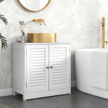 White Bathroom Vanity Cabinet with Shutter Doors, 60x30x60 cm