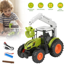 1:24 Scale RC Tractor Toy 2.4GHz Remote Control With Gripping Arm&Lights For Kid