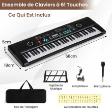 61-Key Pink Keyboard Piano for Beginners with Mic & Case