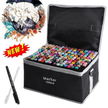 168Pcs Colouring Pens Dual Tip Markers Felt Tip Fine Broad Art Set Adults Kids