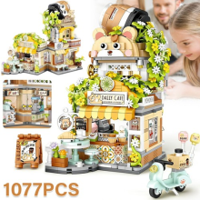 1077x Blocks Stores Model Kit City Cafe Building Kit Creativity Interactive Gift