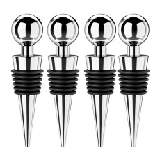 4Pack Wine Stoppers for Wine Bottles Vacuum Wine Bottle Stopper with Silicone Reusable Wine Corks Leak Proof Silver
