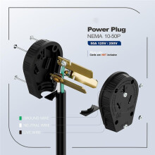 50-Amp 10-50P Plug for Dryers, 50A 125/250V Plug, Suitable for Dryers, Stoves, and Generators,Industrial Plug US Plug