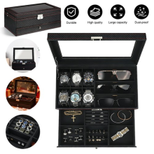 With 6 Watch Compartments Watch Box Sunglasses Storage Clear Viewing for Glasses