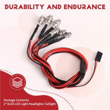 2PCS 6LED LED Light Headlights Taillight for Hsp Redcat Rc4wd Axial Scx10 D90 Hpi RC Car