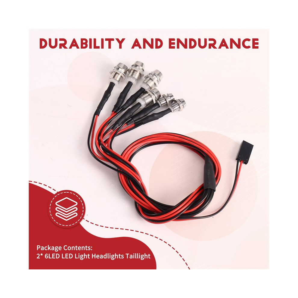 2Pcs 6Led Led Headlights Tail For Hsp Redcat Rc4wd Axial Scx10 D90 Hpi Rc Car Light 6032883943642