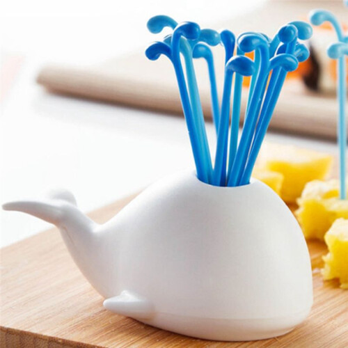 Cute Whale Fruit Fork Animal Whale Fruit Pick Kitchen Supplies Fruit Stick Cute Fruit Pick 1