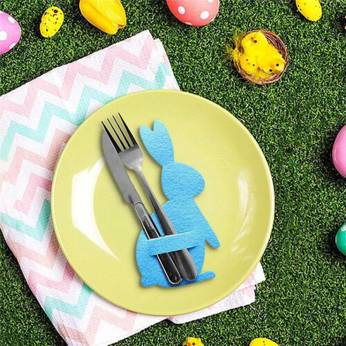 Cutlery Storage Bag Easter Bunny Cutlery Set Knife and Fork Bag Happy Easter Decorative Tableware Accessories 2