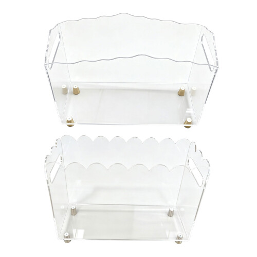 Acrylic Paper Storage Rack, Clear Magazine-Model A has handle h 1