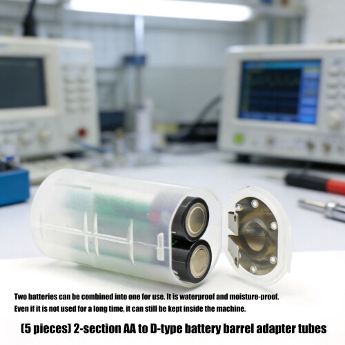 Size D Form Battery Sleeve with Two Double A Batteries, Clear 1