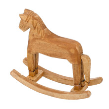 Wooden Rocking Horse Figure for Shelf and Cabinet Display,