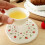 4Pcs Thicken Round Cotton Woven Insulation Pad Table Mat Printed Placemat Cup Coaster,Flower 5