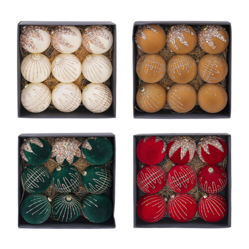 Textured Christmas Tree Trim, 9 Count Holiday Bauble-Beige 1