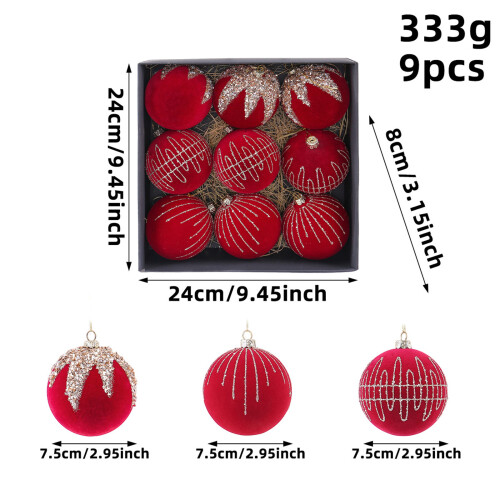 Textured Christmas Tree Trim, 9 Count Holiday Bauble-Beige 2