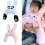Children Car Seat Neck Rest Pillow with Side Handle Plush-Pink 3
