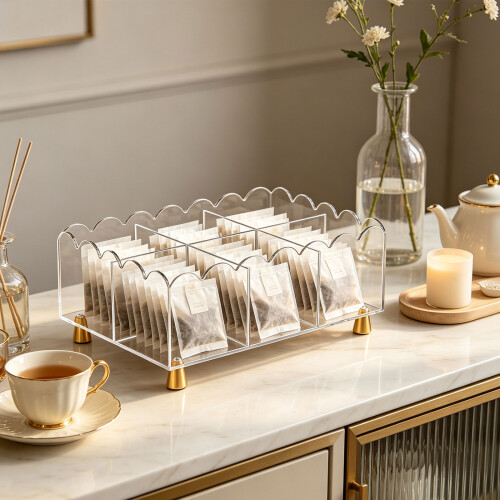 Clear Tea Bag Holder for Break Room Counters and Packet Access 1