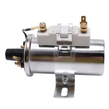 12V High Output Ignition Coil 60K Volts Canister Chrome with Ballast Resistor 1.8 Ohms HRC0033-CH 60000V Reinforced
